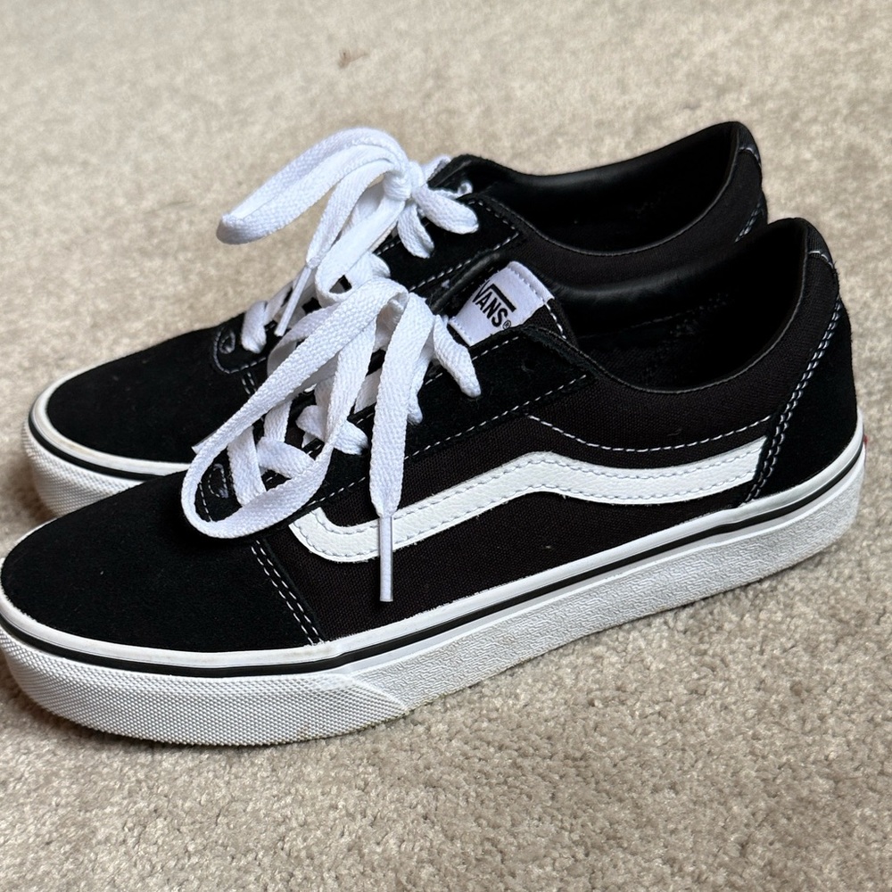 Vans Big Kids Black and White Skate Sneakers